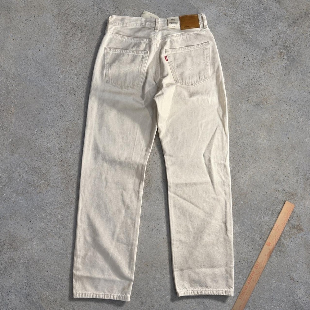 Levi's 501 White Straight Leg‎ Jeans New With Tags Denim Detailed Premium Denim